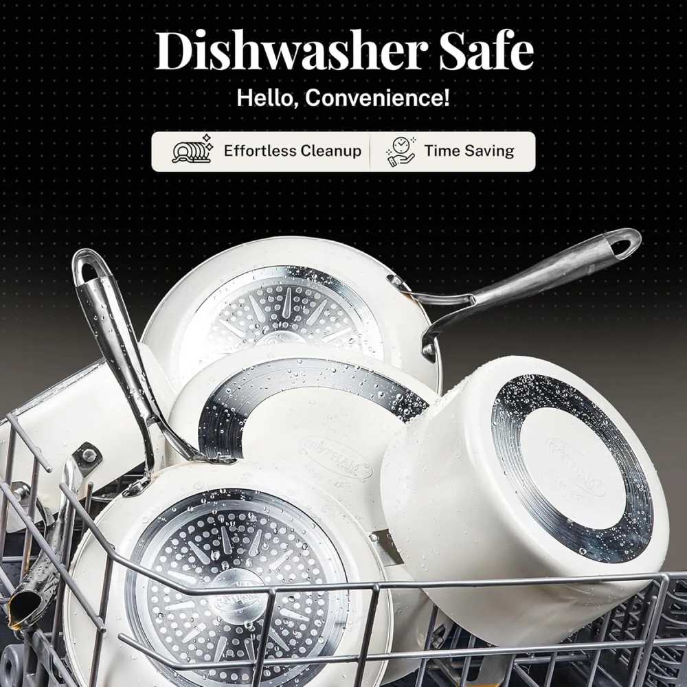 20 Pc Pots and Pans Set Non Stick Cookware Set, Pot and Pan Set, Kitchen Cookware Sets, Non Toxic CeramicCookwareSet,Cream White - AliExpress 15