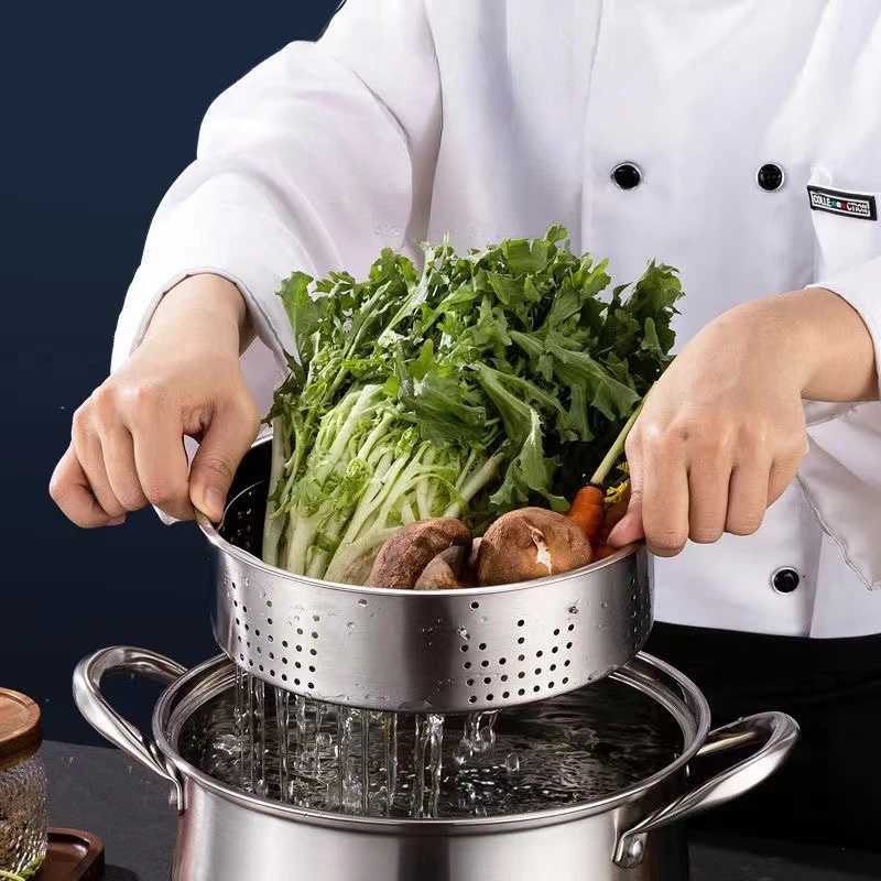 Thickened Stainless Steel Stock Pot Large Capacity Drum Soup Pot Kitchen Cooking Utensil Multifunction Double Ear Cooking Pot - AliExpress 15