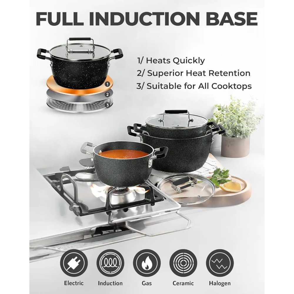 Pots Pans Cookware Sets Nonstick 6pcs Stackable Non Stick Coating 5qt 3qt 1.5qt Pots with Lids Stay Cool Handles Dishwasher Safe - AliExpress 15