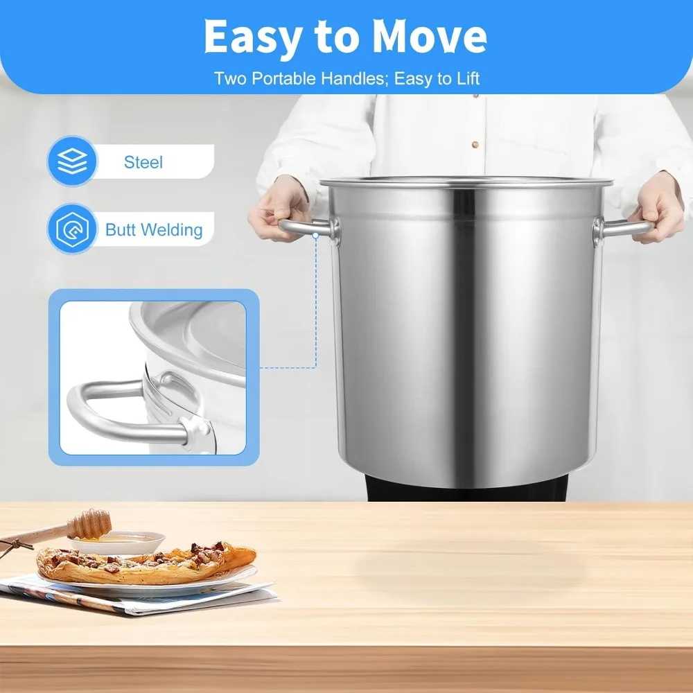 30 Quart 35L Commercial Grade Stockpot 201 Stainless Steel Stockpot Heavy-Duty Canning Pot Soup Pot with Lid for Soup - AliExpress 15
