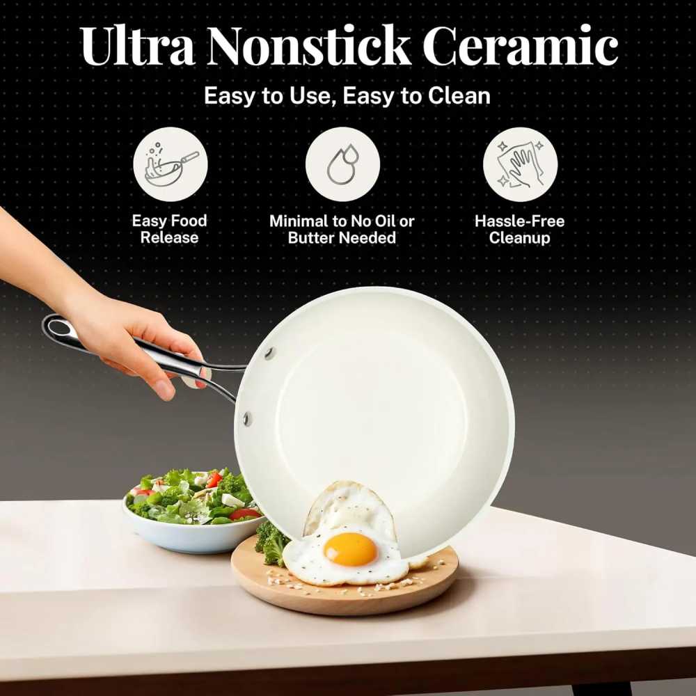 20 Pc Pots and Pans Set Non Stick Cookware Set, Pot and Pan Set, Kitchen Cookware Sets, Non Toxic CeramicCookwareSet,Cream White - AliExpress 15