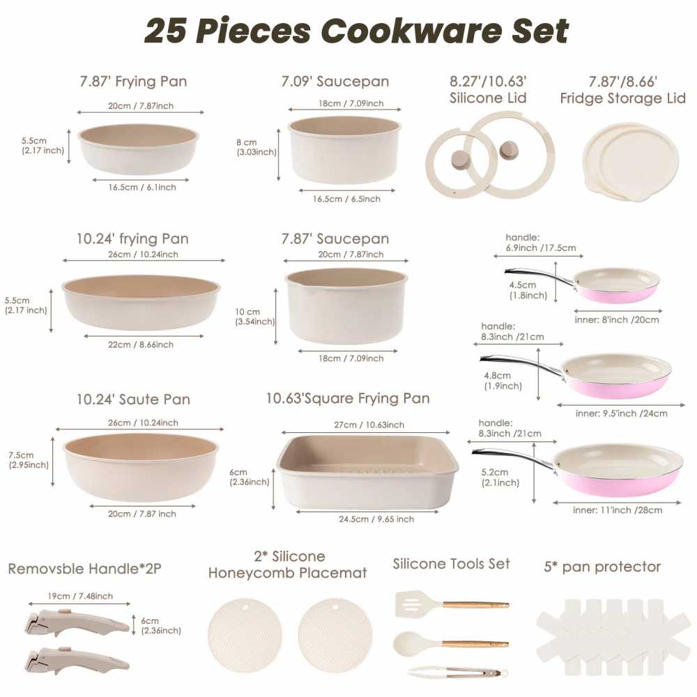 25-piece cookware set, can be used in the kitchen and outdoors. Non-stick, easy to clean, convenient to carry. Holiday gift. - AliExpress 15