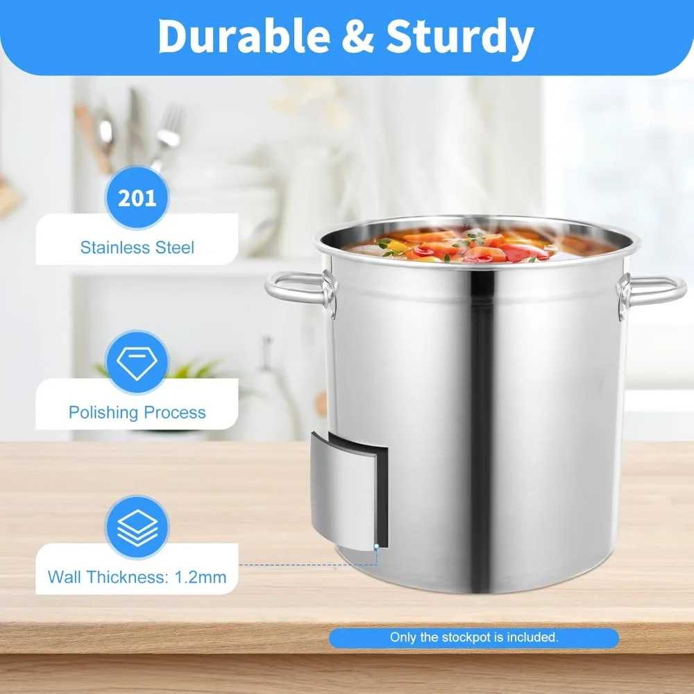 30 Quart 35L Commercial Grade Stockpot 201 Stainless Steel Stockpot Heavy-Duty Canning Pot Soup Pot with Lid for Soup - AliExpress 15