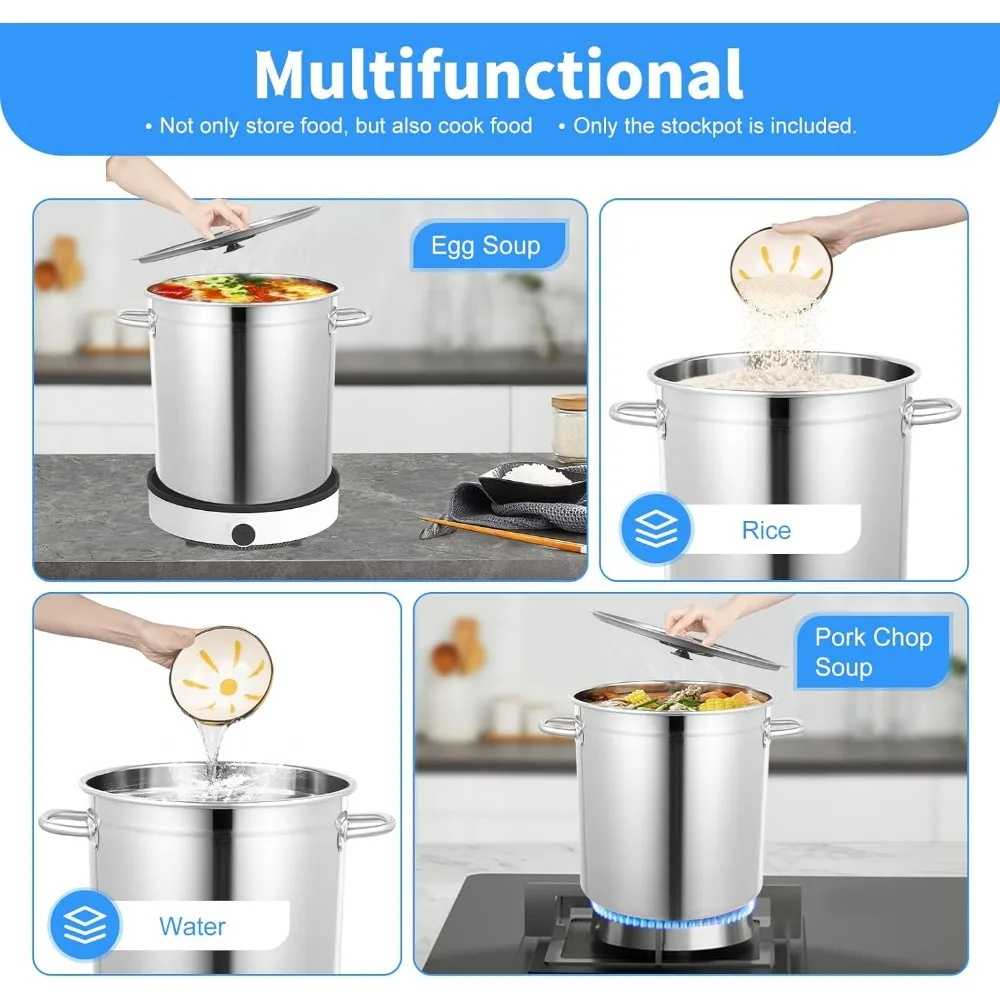 30 Quart 35L Commercial Grade Stockpot 201 Stainless Steel Stockpot Heavy-Duty Canning Pot Soup Pot with Lid for Soup - AliExpress 15