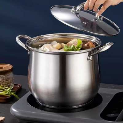 Thickened Stainless Steel Stock Pot Large Capacity Drum Soup Pot Kitchen Cooking Utensil Multifunction Double Ear Cooking Pot - AliExpress 15