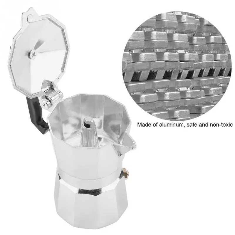 50mL 1 Cup Aluminum Italian Type Moka Pots Espresso Coffee Maker Stove Home Office Use New - AliExpress 6