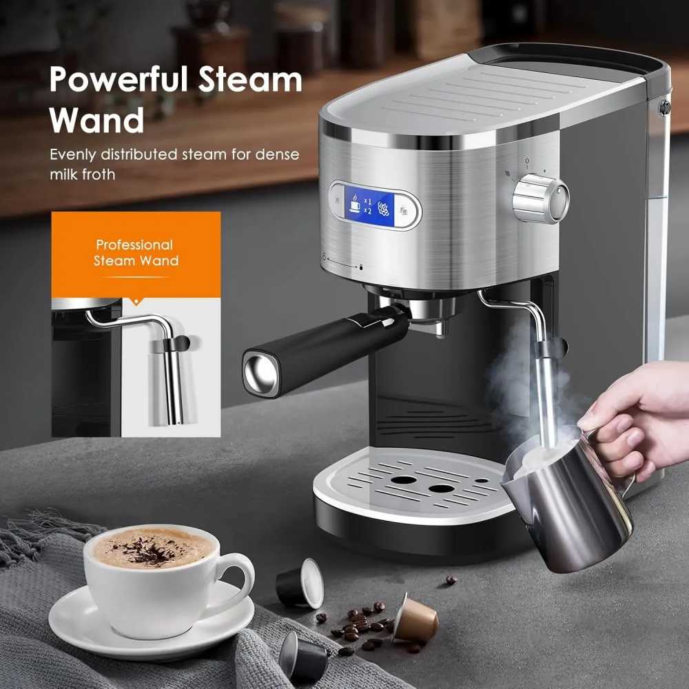 Espresso Machine 20 Bar, Compact Espresso Maker with Milk Frother Steam Wand, Expresso Coffee Machines with 45 OZ Removable Wate - AliExpress 6
