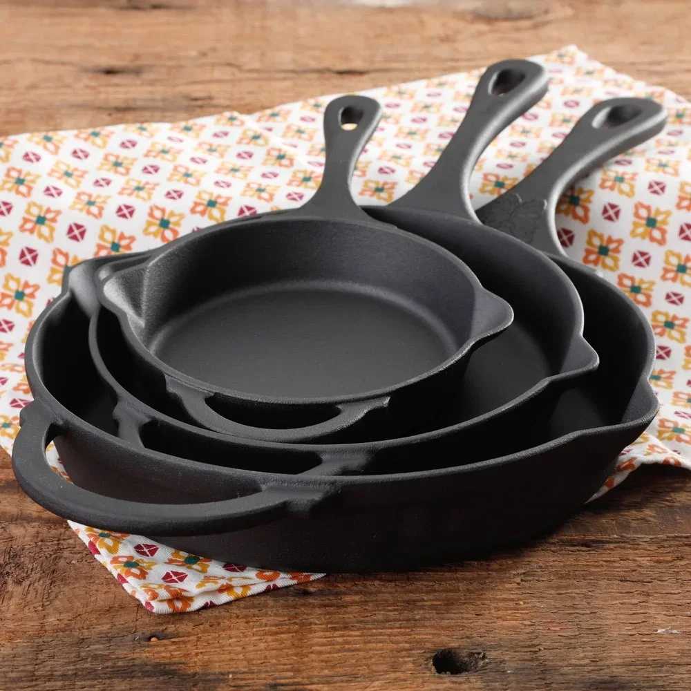 Timeless Beauty Cast Iron Skillet Set 3-Piece Fry Pans Pre-Seasoned Rust-Resistant Even Heat Distribution Oven Safe Kitchen - AliExpress 15