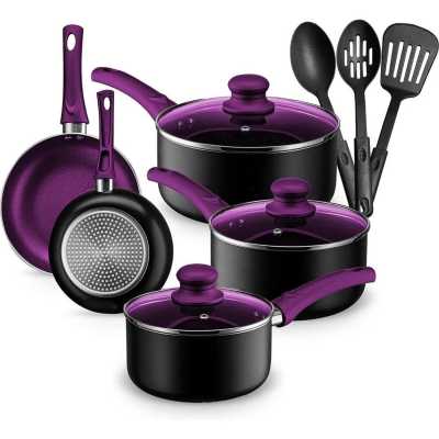 Pots And Pans Set Kitchen Cookware Sets Nonstick Aluminum Cooking Essentials 11 Pieces Purple - AliExpress 15
