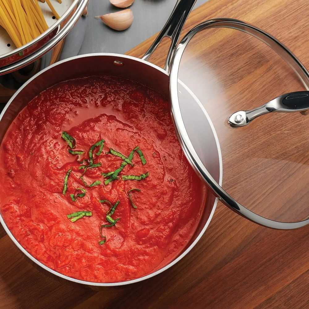 Tri-Ply Clad Stainless Steel 8-Piece Cookware Set with Glass Lids, Pots and Pans Kitchen Set, Induction-Ready, Dishwasher-Safe - AliExpress 15