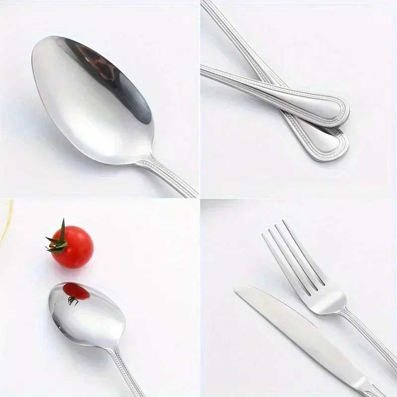 60 Piece Stainless Steel Cutlery Set Elegant Bead Patterned Edges Comfortable Handle For Wedding Dinner Hotel - AliExpress 15