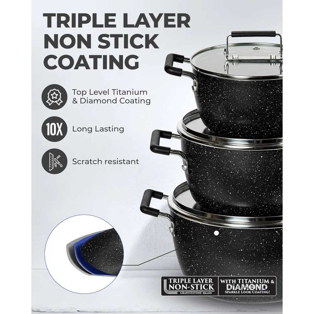 Pots Pans Cookware Sets Nonstick 6pcs Stackable Non Stick Coating 5qt 3qt 1.5qt Pots with Lids Stay Cool Handles Dishwasher Safe - AliExpress 15