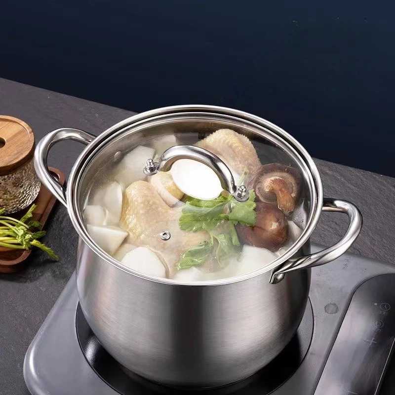 Thickened Stainless Steel Stock Pot Large Capacity Drum Soup Pot Kitchen Cooking Utensil Multifunction Double Ear Cooking Pot - AliExpress 15