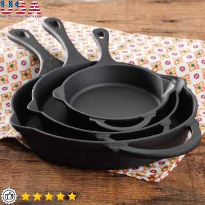 Timeless Beauty Cast Iron Skillet Set 3-Piece Fry Pans Pre-Seasoned Rust-Resistant Even Heat Distribution Oven Safe Kitchen - AliExpress 15