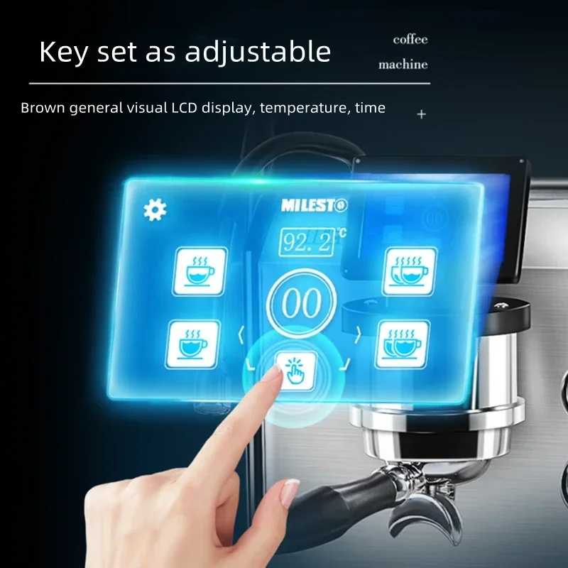 Household 220v EM-30A Touch-screen Italian Coffee Maker Machine Coffee Maker, Double Boiler, Small Commercial Household - AliExpress 6