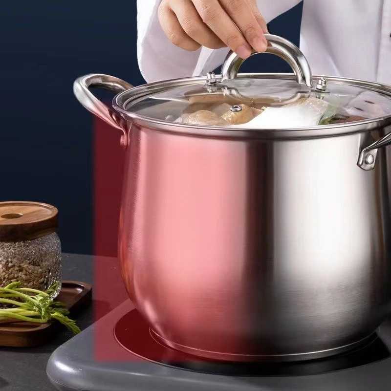 Thickened Stainless Steel Stock Pot Large Capacity Drum Soup Pot Kitchen Cooking Utensil Multifunction Double Ear Cooking Pot - AliExpress 15