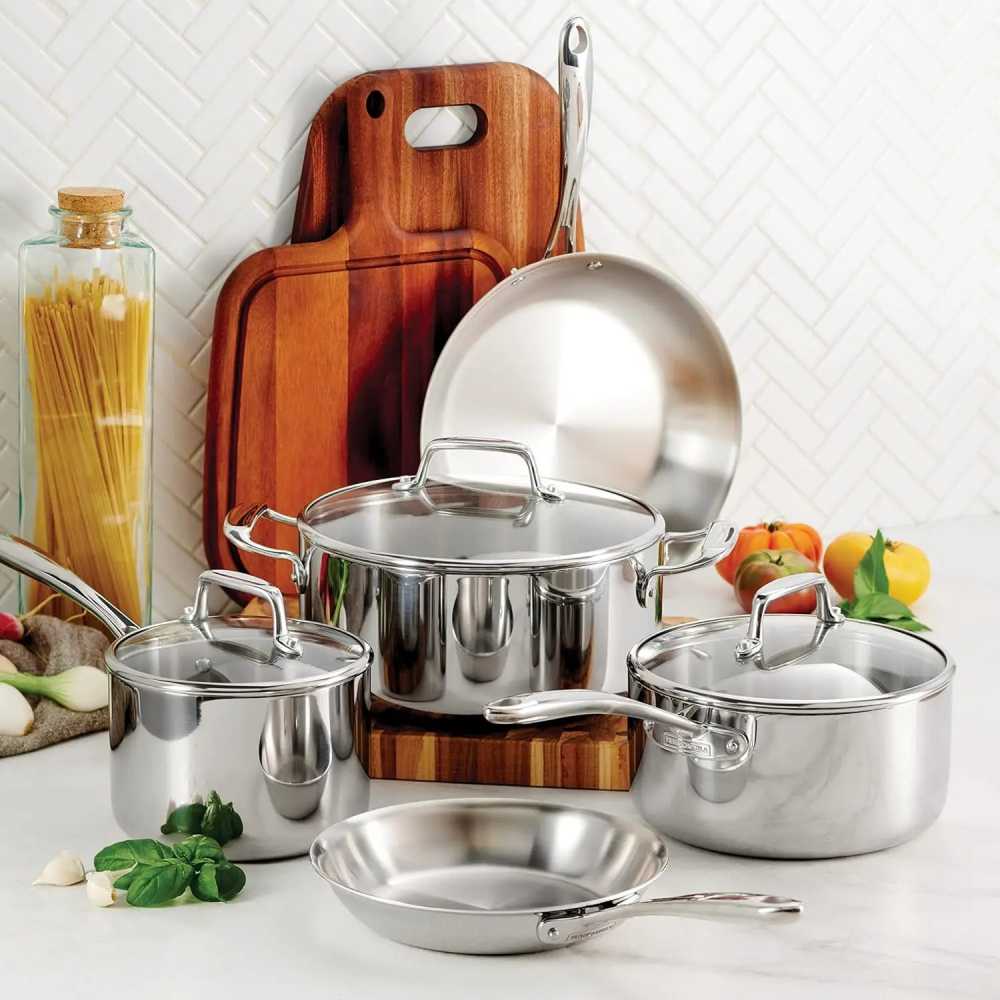 Tri-Ply Clad Stainless Steel 8-Piece Cookware Set with Glass Lids, Pots and Pans Kitchen Set, Induction-Ready, Dishwasher-Safe - AliExpress 15