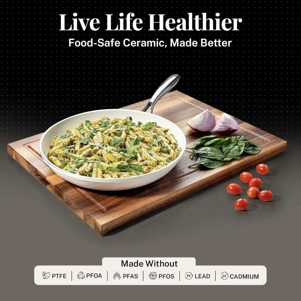 20 Pc Pots and Pans Set Non Stick Cookware Set, Pot and Pan Set, Kitchen Cookware Sets, Non Toxic CeramicCookwareSet,Cream White - AliExpress 15