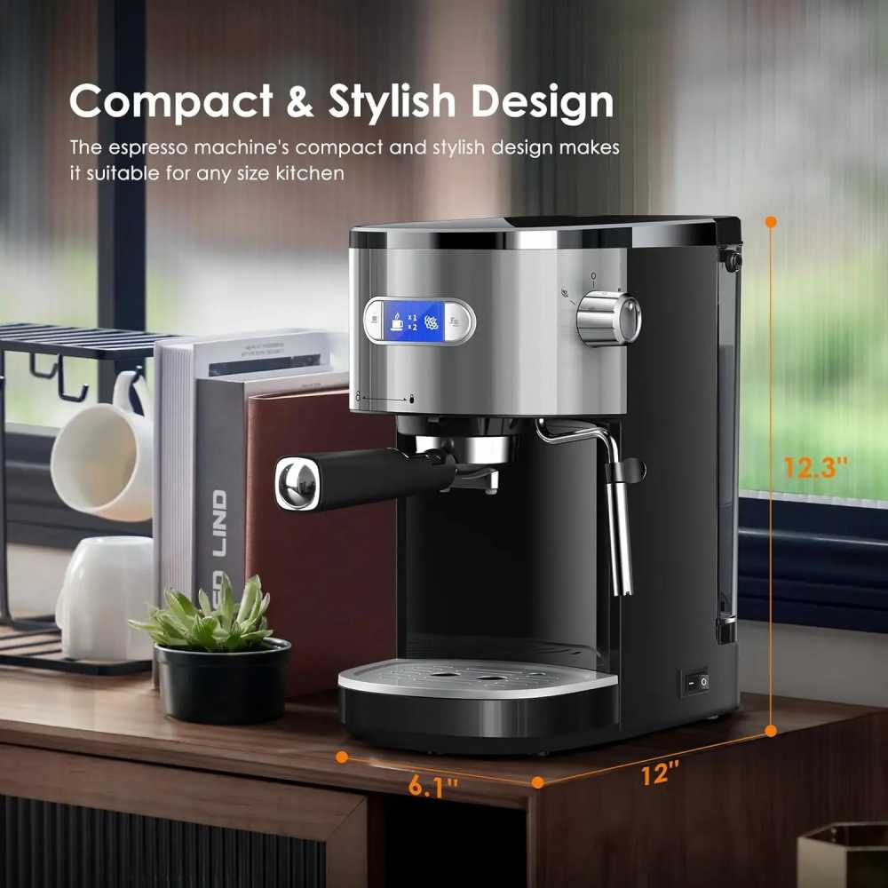 Espresso Machine 20 Bar, Compact Espresso Maker with Milk Frother Steam Wand, Expresso Coffee Machines with 45 OZ Removable Wate - AliExpress 6