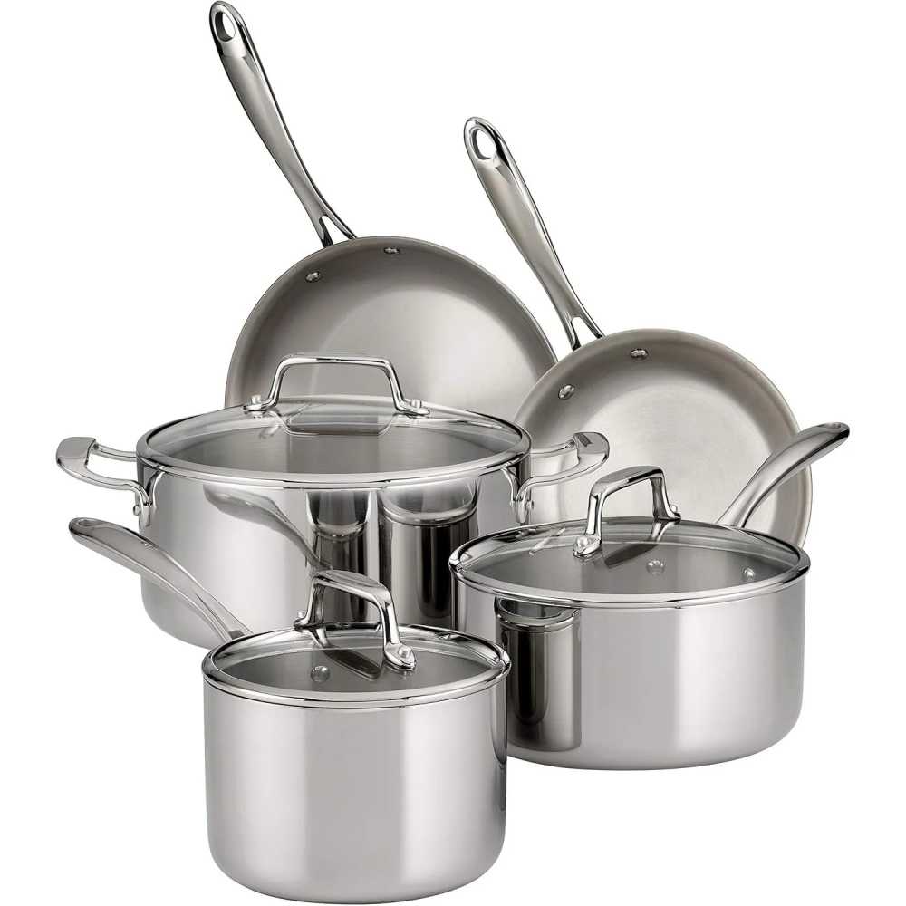 Tri-Ply Clad Stainless Steel 8-Piece Cookware Set with Glass Lids, Pots and Pans Kitchen Set, Induction-Ready, Dishwasher-Safe - AliExpress 15