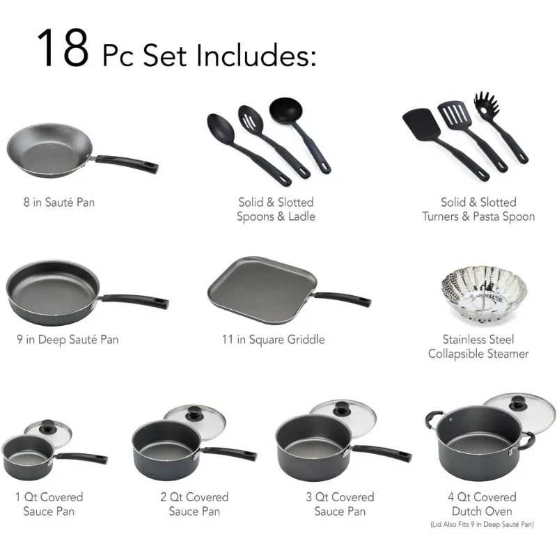 Multifunctional 18-piece non-stick cookware set, easy to clean, scald-proof and non-stick, suitable as a gift - AliExpress 15
