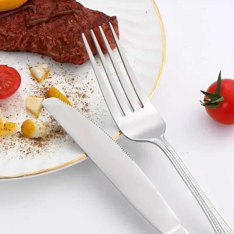 60 Piece Stainless Steel Cutlery Set Elegant Bead Patterned Edges Comfortable Handle For Wedding Dinner Hotel - AliExpress 15